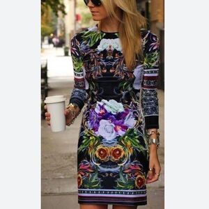 Clover Canyon Black Floral Midi Dress